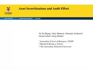 Asset Securitizations and Audit Effort
