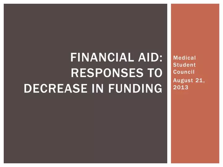 financial aid responses to decrease in funding