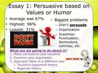 Essay 1: Persuasive based on Values or Humor