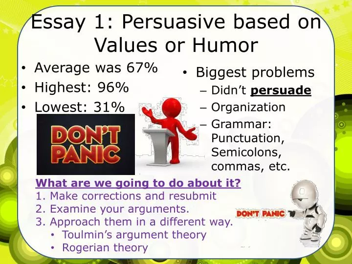 essay 1 persuasive based on values or humor