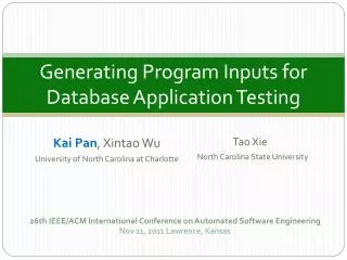 Generating Program Inputs for Database Application Testing