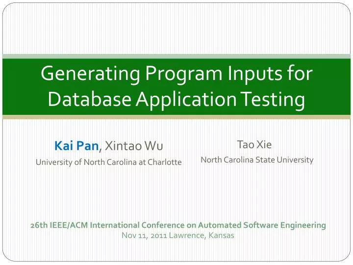 generating program inputs for database application testing