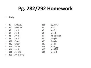 Pg. 282/292 Homework