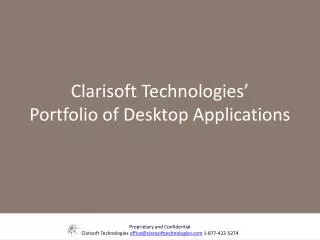 Proprietary and Confidential Clarisoft Technologies office@clarisofttechnologies.com 1-877-422-5274