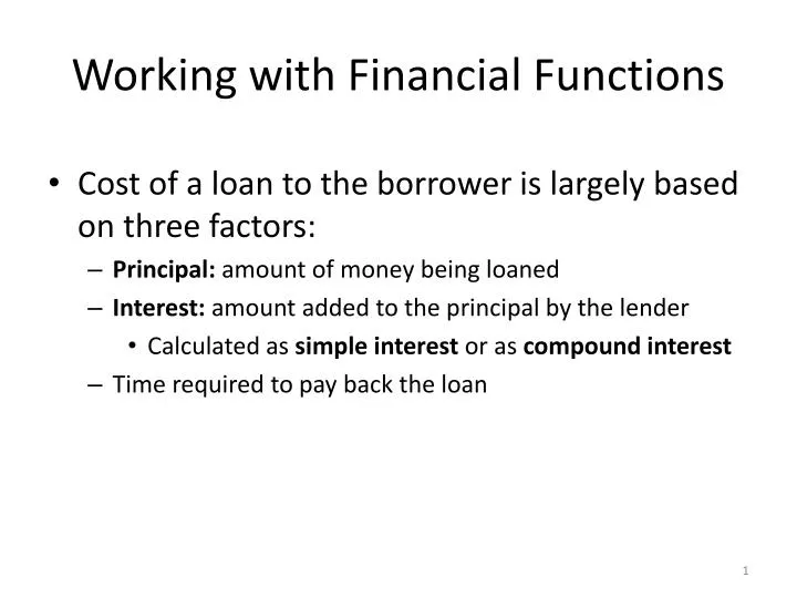 working with financial functions