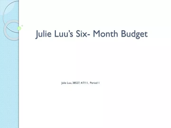 julie luu s six month budget