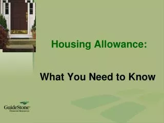 Housing Allowance: