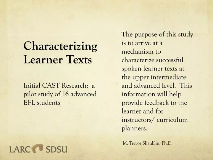 characterizing learner texts