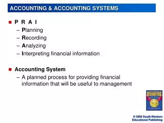 ACCOUNTING &amp; ACCOUNTING SYSTEMS