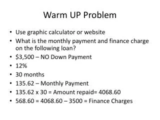 Warm UP Problem