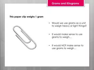 Grams and Kilograms