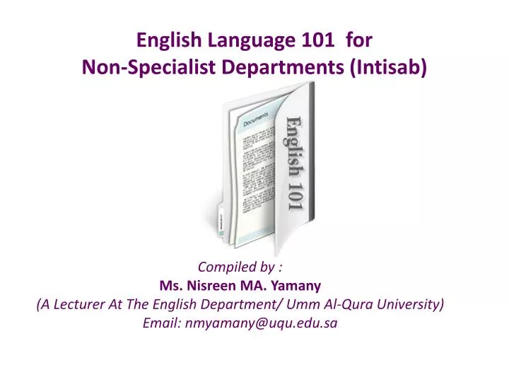 english language 101 for non specialist departments intisab