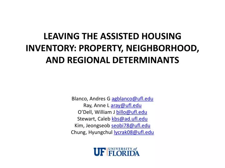 leaving the assisted housing inventory property neighborhood and regional determinants