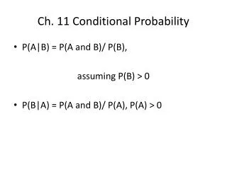 Ch. 11 Conditional Probability