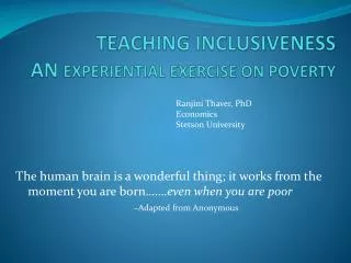 TEACHING INCLUSIVENESS AN EXPERIENTIAL EXERCISE ON POVERTY