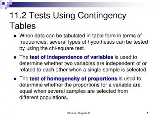 11.2 Tests Using Contingency Tables