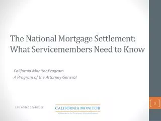 The National Mortgage Settlement: What Servicemembers Need to Know