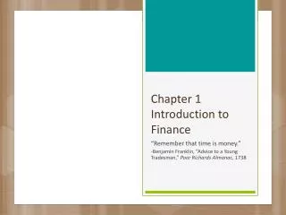 Chapter 1 Introduction to Finance
