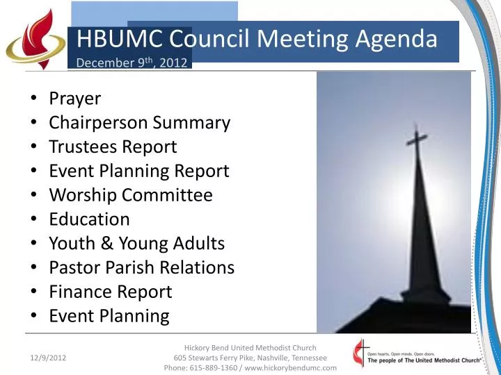hbumc council meeting agenda december 9 th 2012