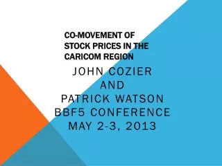 Co-movement of Stock Prices in the CARICOM Region