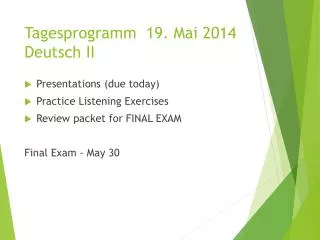 Tagesprogramm 19. Mai 2014 Deutsch II
