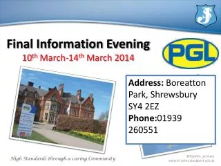 Final Information Evening 10 th March-14 th March 2014