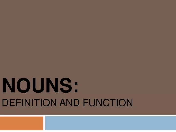 nouns definition and function