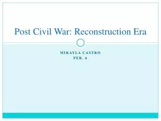 Post Civil War: Reconstruction Era