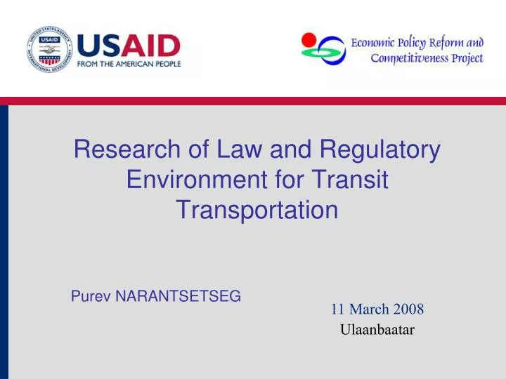 research of law and regulatory environment for transit transportation