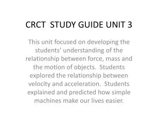 CRCT STUDY GUIDE UNIT 3