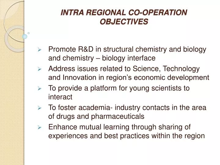 intra regional co operation objectives