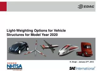 Light-Weighting Options for Vehicle Structures for Model Year 2020