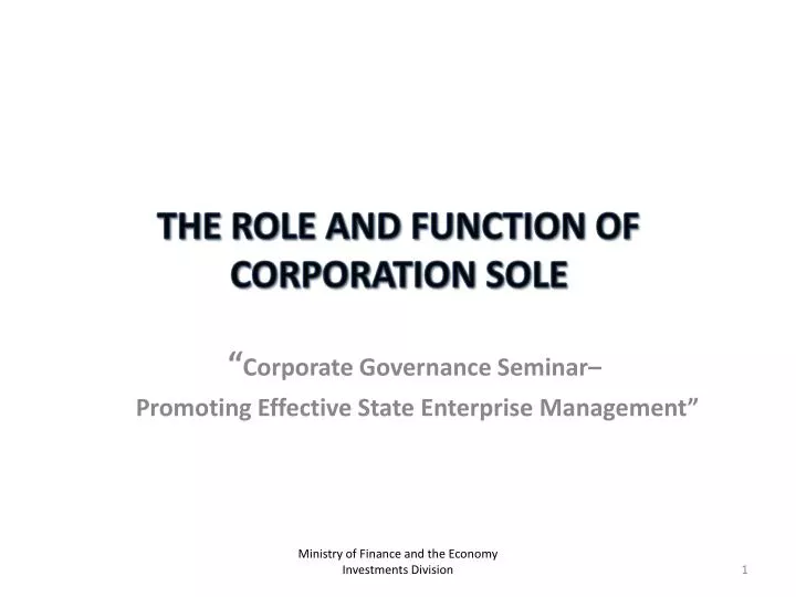 the role and function of corporation sole