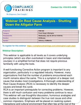 Webinar On Root Cause Analysis - Shutting Down the Alligator