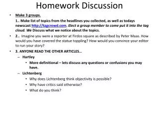 Homework Discussion