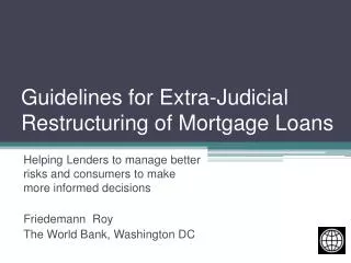 Guidelines for Extra-Judicial Restructuring of Mortgage Loans