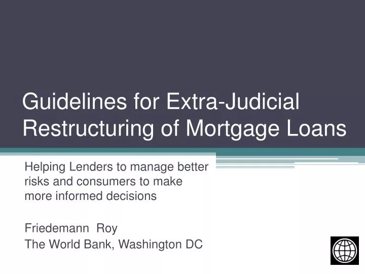 guidelines for extra judicial restructuring of mortgage loans