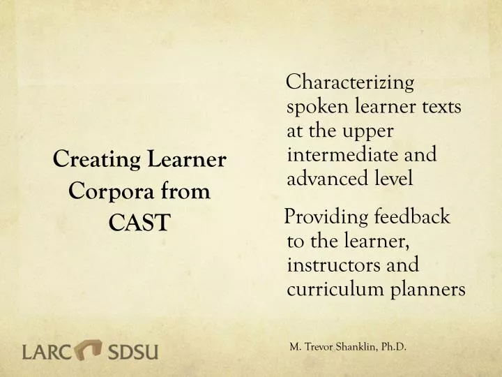 creating learner corpora from cast