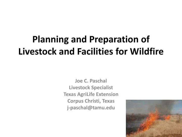 planning and preparation of livestock and facilities for wildfire
