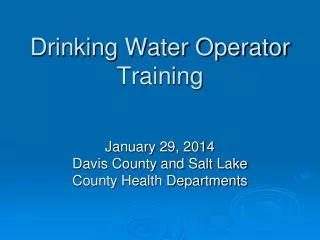 Drinking Water Operator Training