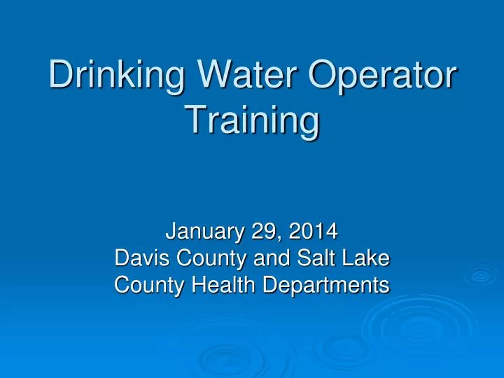drinking water operator training