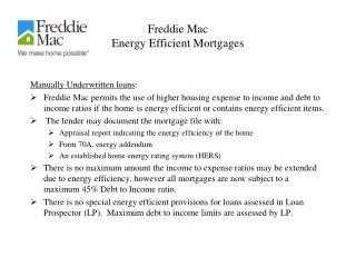 Freddie Mac Energy Efficient Mortgages