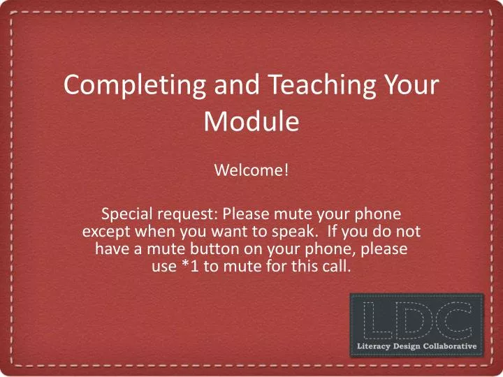 completing and teaching your module