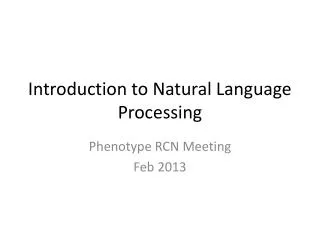 Introduction to Natural Language Processing