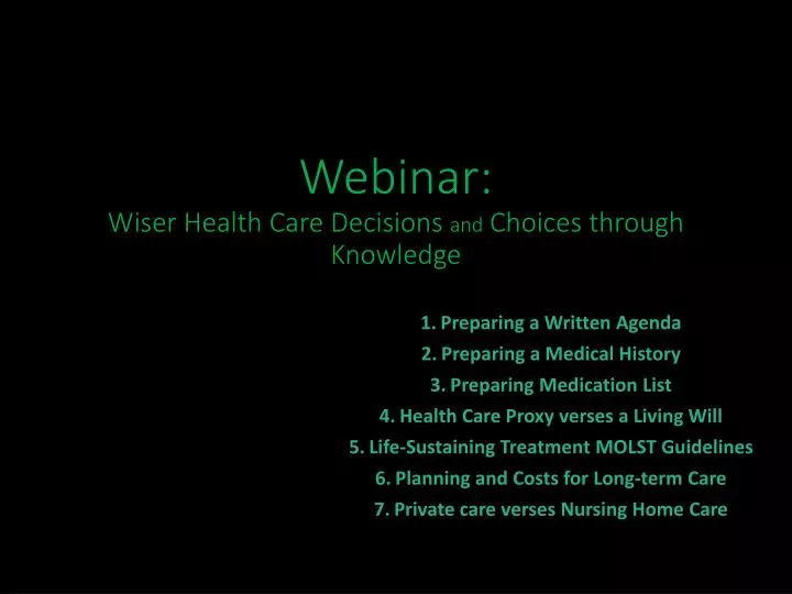 webinar wiser health care decisions and choices through knowledge