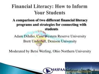 Financial Literacy: How to Inform Your Students