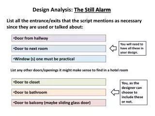 Design Analysis: The Still Alarm