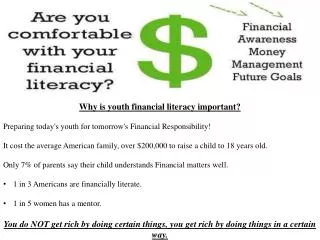 Why is youth financial literacy important? Preparing today's youth for tomorrow's Financial Responsibility!