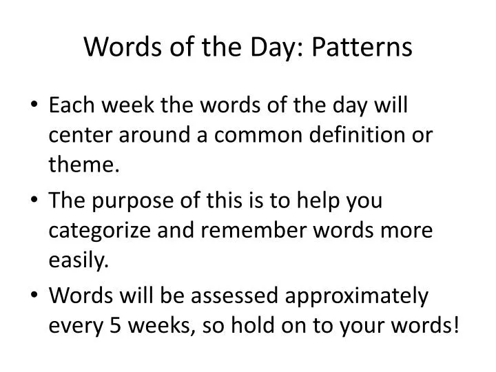 words of the day patterns