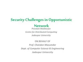 Security Challenges in Opportunistic Network